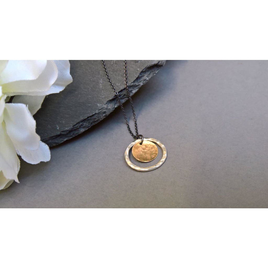 Silver and gold circle necklace