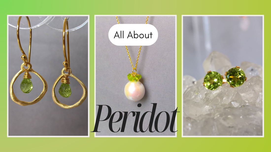 peridot earrings, peridot necklace and peridot stud earrings