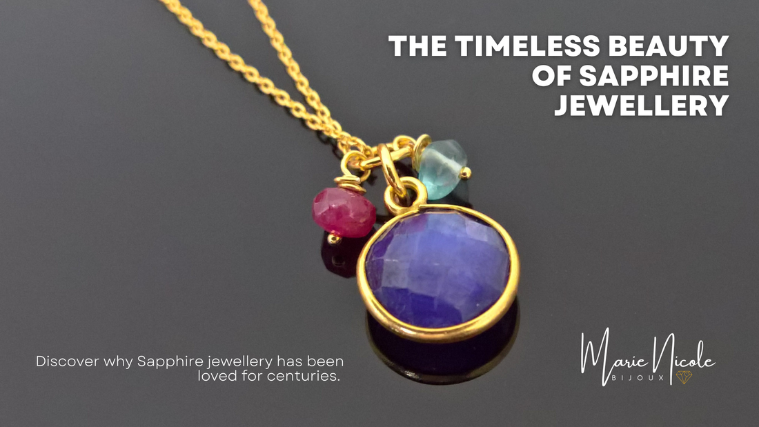 Sapphire Circle Pendant necklace in gold vermeil silver on a dark background