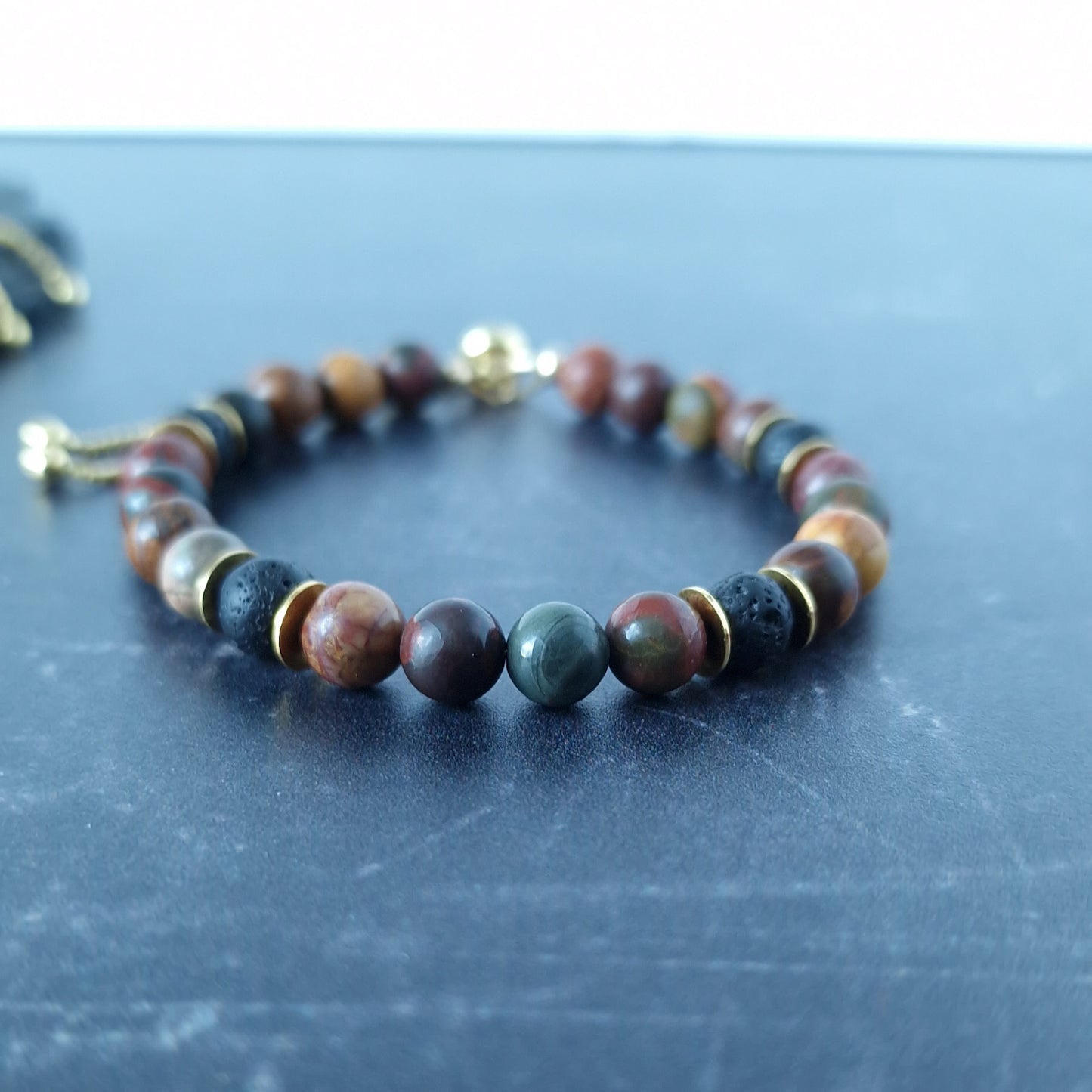 Men's Picasso Jasper bracelet in Gold Vermeil