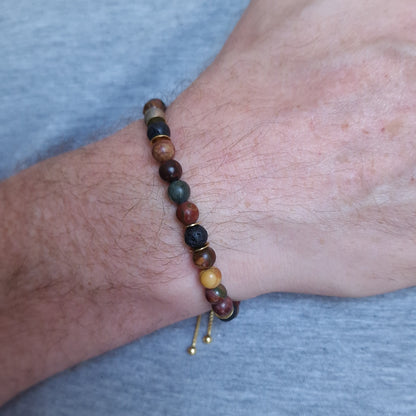 Men's Picasso Jasper bracelet in Gold Vermeil