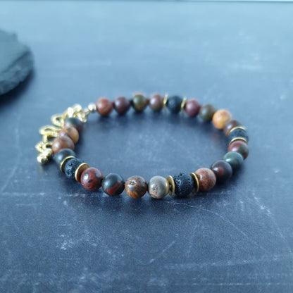 Men's Picasso Jasper bracelet in Gold Vermeil