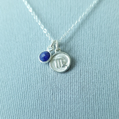 Sapphire Virgo Pendant Sterling Silver Birthstone Necklace for Astrology Lovers