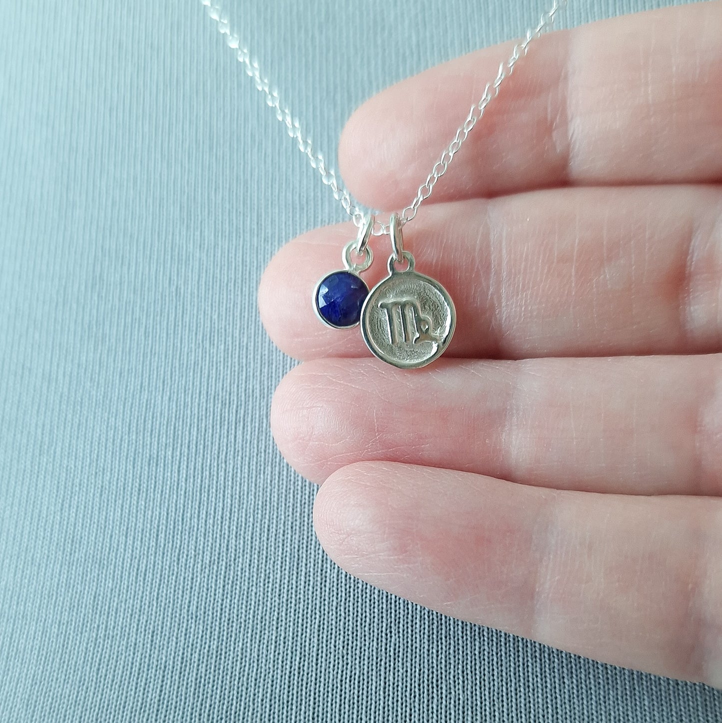 Sapphire Virgo Pendant Sterling Silver Birthstone Necklace for Astrology Lovers