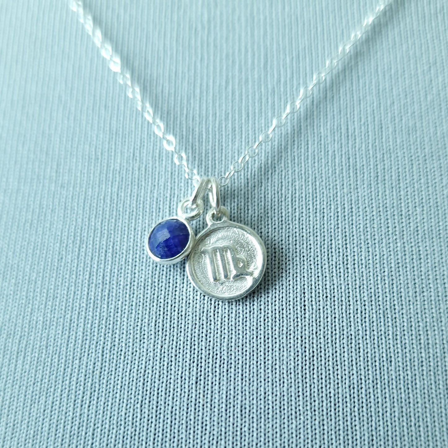 Sapphire Virgo Pendant Sterling Silver Birthstone Necklace for Astrology Lovers