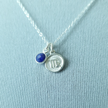 Sapphire Virgo Pendant Sterling Silver Birthstone Necklace for Astrology Lovers