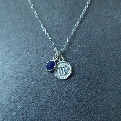 Sapphire Virgo Pendant Sterling Silver Birthstone Necklace for Astrology Lovers