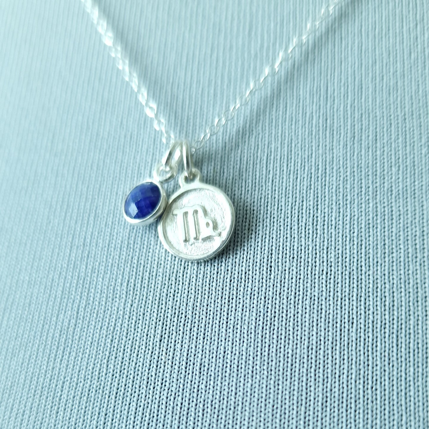 Sapphire Virgo Pendant Sterling Silver Birthstone Necklace for Astrology Lovers