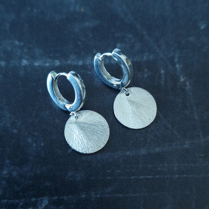 Sterling Silver Small Disc Huggie Hoops - Unique Jewellery Gift for Women