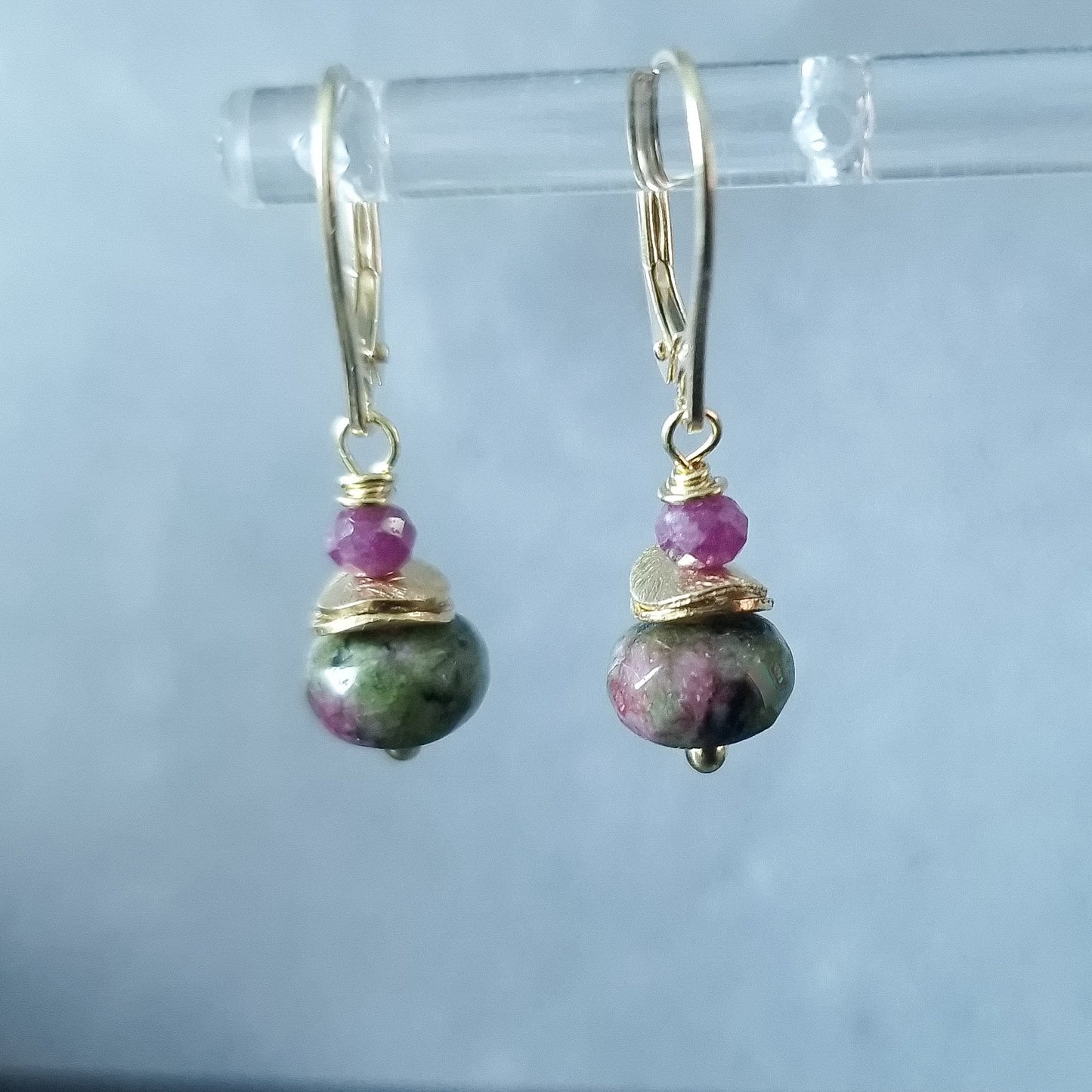 Ruby in Zoisite and Ruby Gold Vermeil Drop earrings