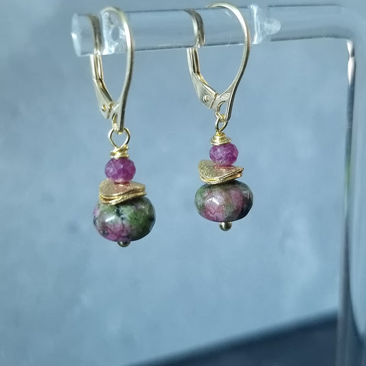 Ruby in Zoisite and Ruby Gold Vermeil Drop earrings