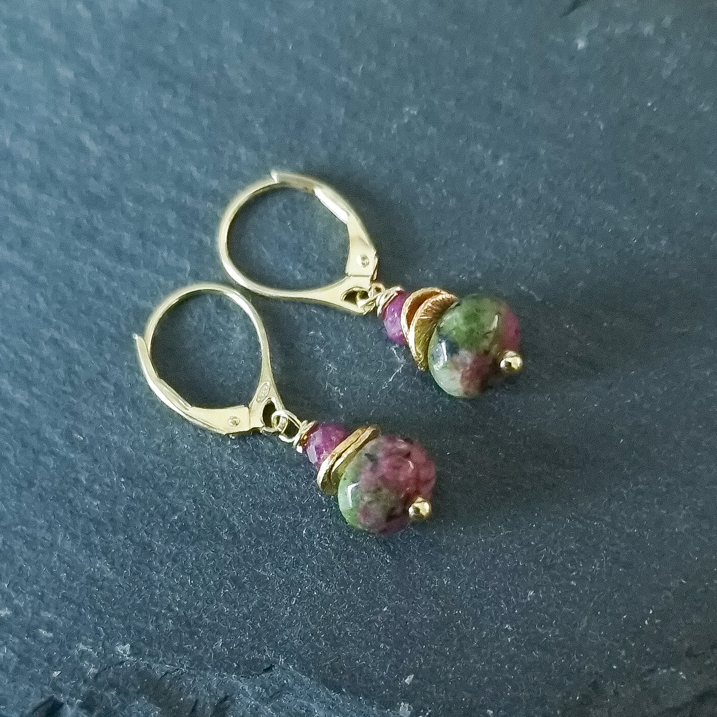 Ruby in Zoisite and Ruby Gold Vermeil Drop earrings