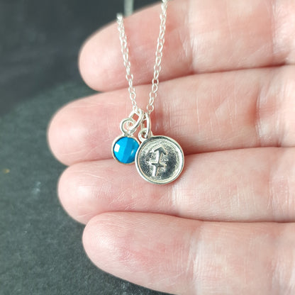 Sagittarius Turquoise charm necklace in sterling silver