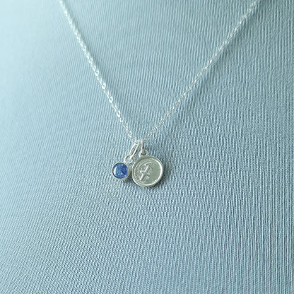 Sagittarius Tanzanite Charm Necklace in Sterling Silver