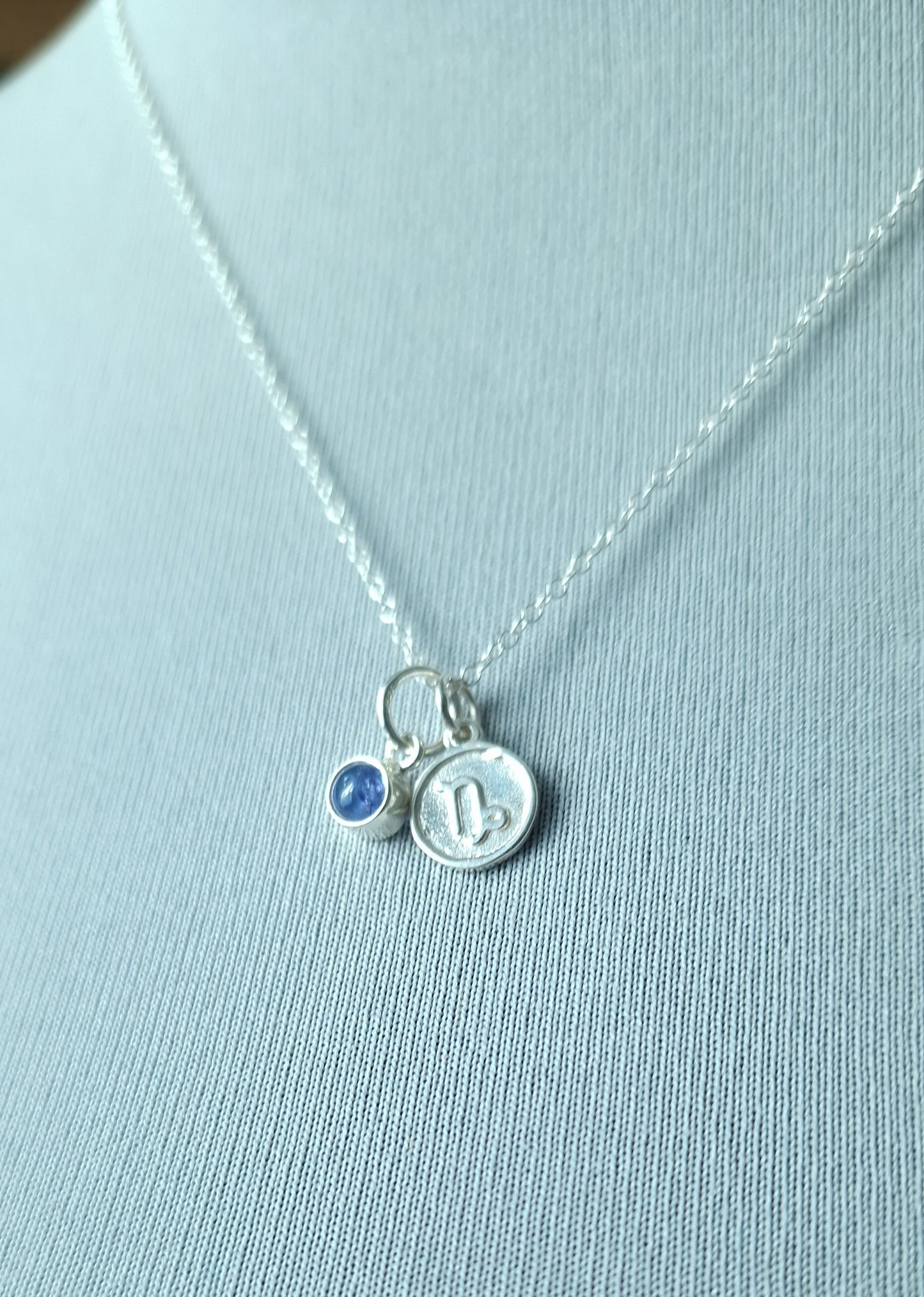 Capricorn Tanzanite charm necklace in sterling silver