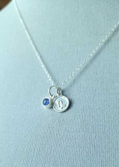 Capricorn Tanzanite charm necklace in sterling silver