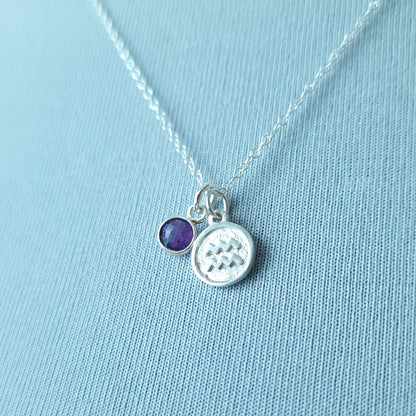 Aquarius and amethyst charm necklace in sterling silver