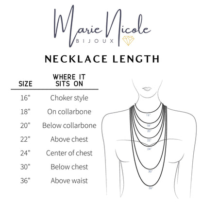 Marie Nicole Bijoux - diagram of necklace lengths