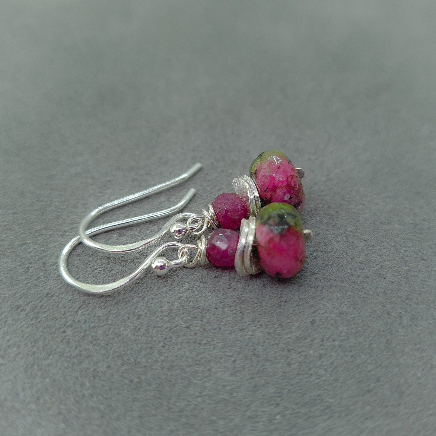 Ruby in Zoisite and Ruby Silver Drop earrings | Birthstone Jewelry | Cancer Zodiac Gift Idea