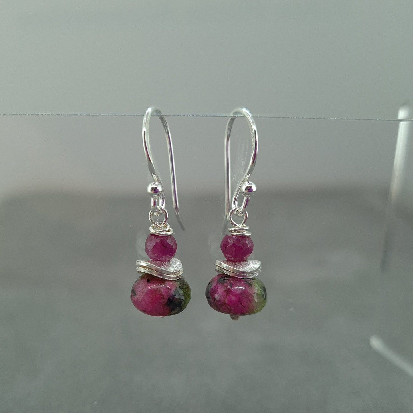 Ruby in Zoisite and Ruby Silver Drop earrings | Birthstone Jewelry | Cancer Zodiac Gift Idea