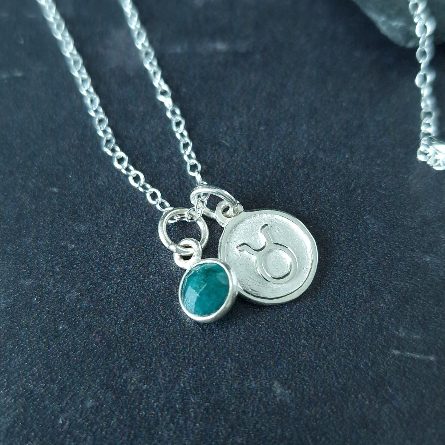 Taurus Emerald Pendant Sterling Silver - Marie Nicole Bijoux