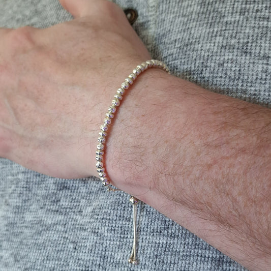 Stylish Mens Sterling Silver Slider Bracelet - Perfect for Anniversaries or Gifts for Him