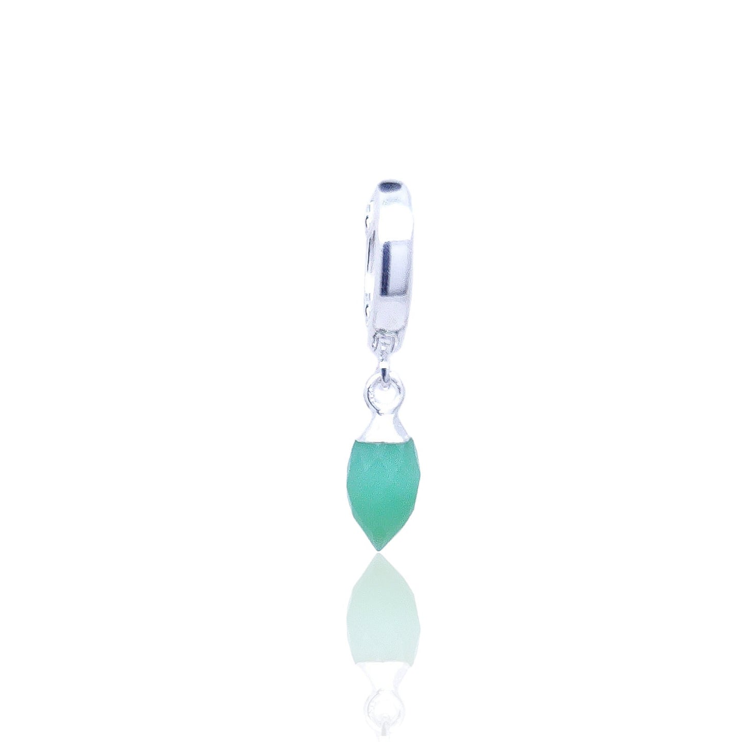 Chrysoprase Single Huggie Hoop Earring - Sterling Silver May Birthstone Gift for Gemini - Gemstone Huggies