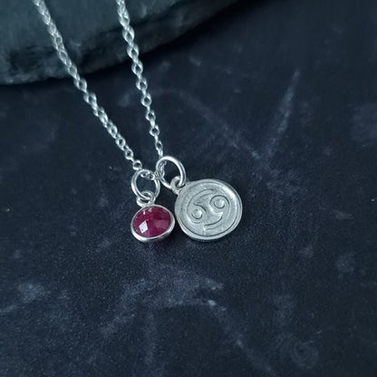 Custom Zodiac Birthstone Necklace - Silver Astrology Gift with Personalized Zodiac Sign - Horoscope Jewelry