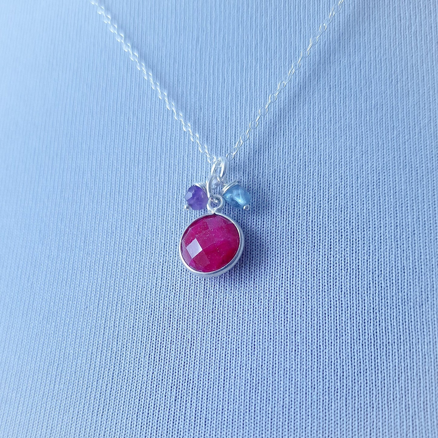 Sterling Silver Ruby Birthstone Necklace - July  Zodiac Gifts