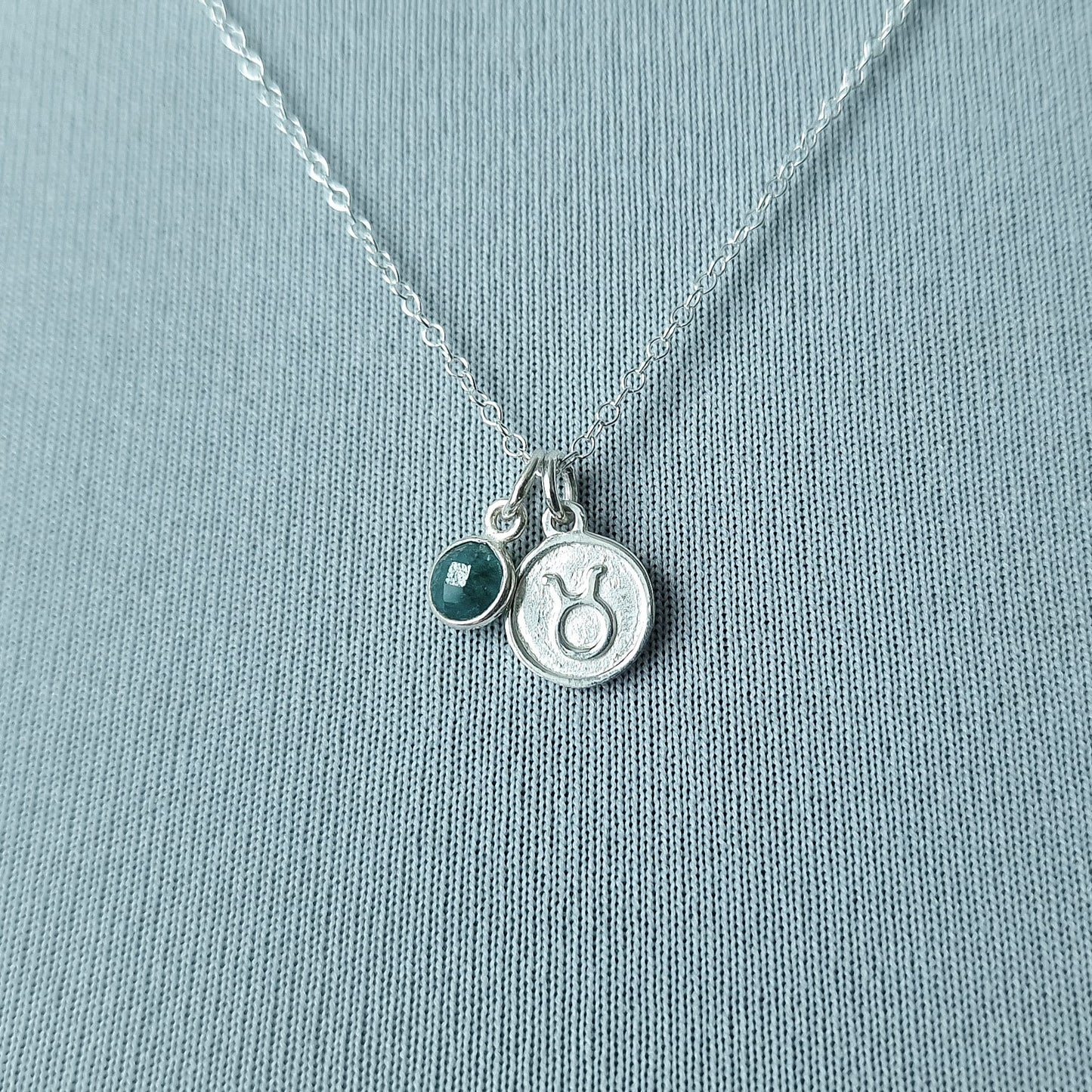 Custom Zodiac Birthstone Necklace - Silver Astrology Gift with Personalized Zodiac Sign - Horoscope Jewelry