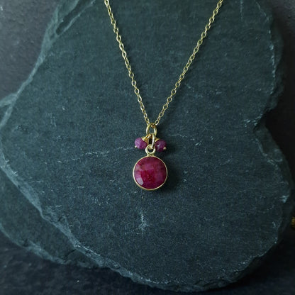 Gold Vermeil Ruby Pendant Necklace - July Birthstone Dainty and Elegant - Perfect for Weddings and Cancer Star Sign Gifts