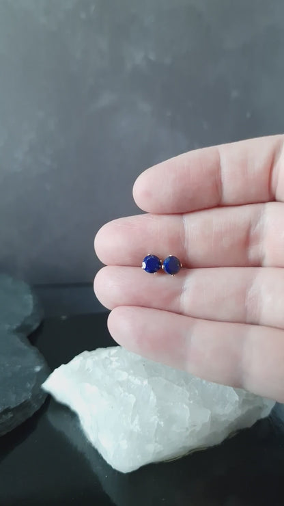 Lapis Lazuli Stud Earrings - Gold or Silver - Virgo or September Birthstone Jewelry Present