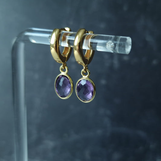 Amethyst Huggie Hoop earrings