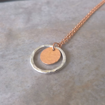 Rose gold circle necklace