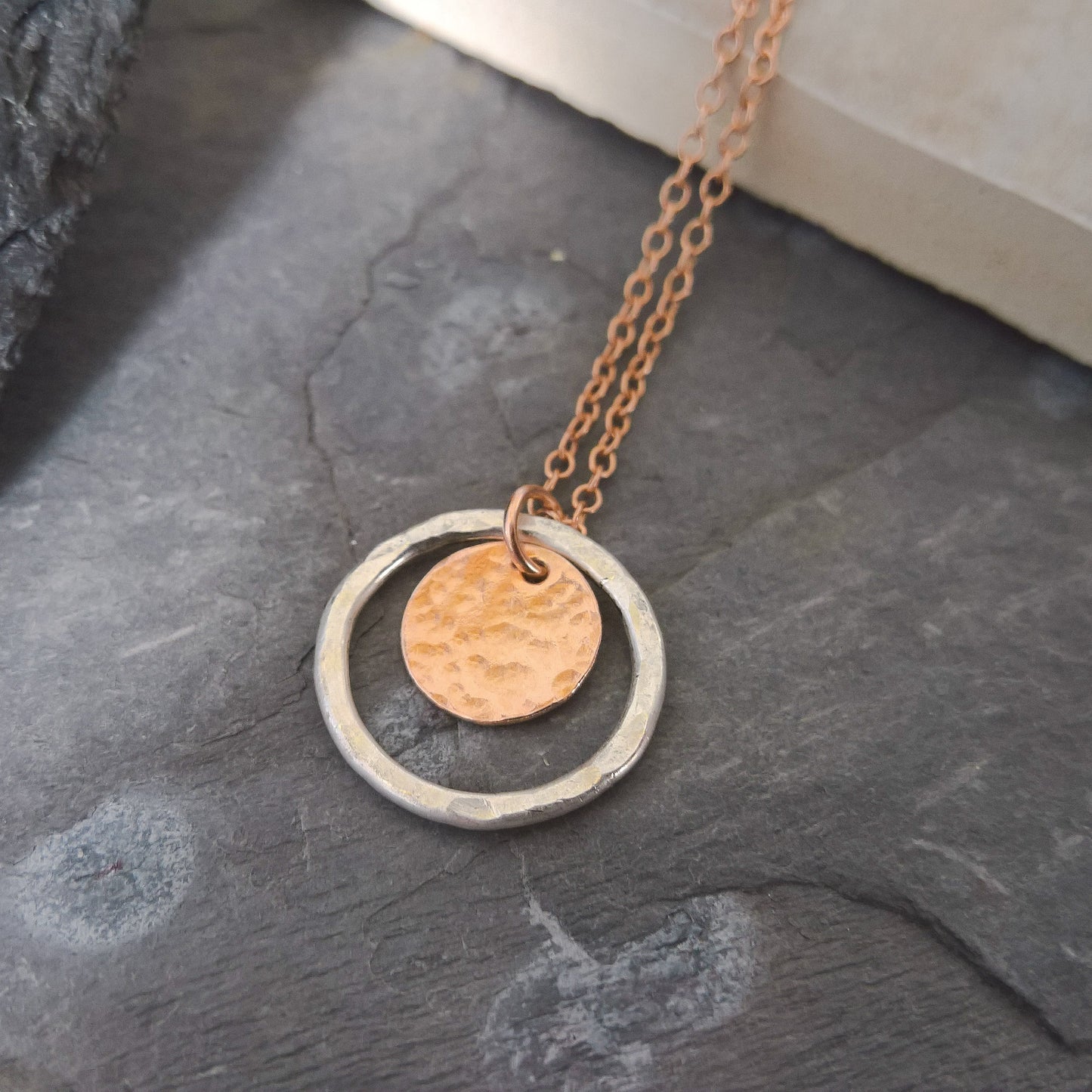 Rose gold circle necklace
