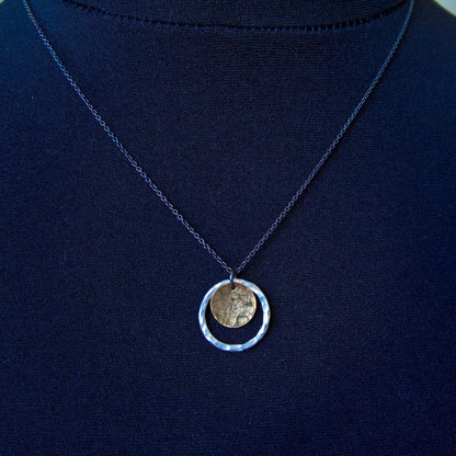 Dainty silver circle necklace