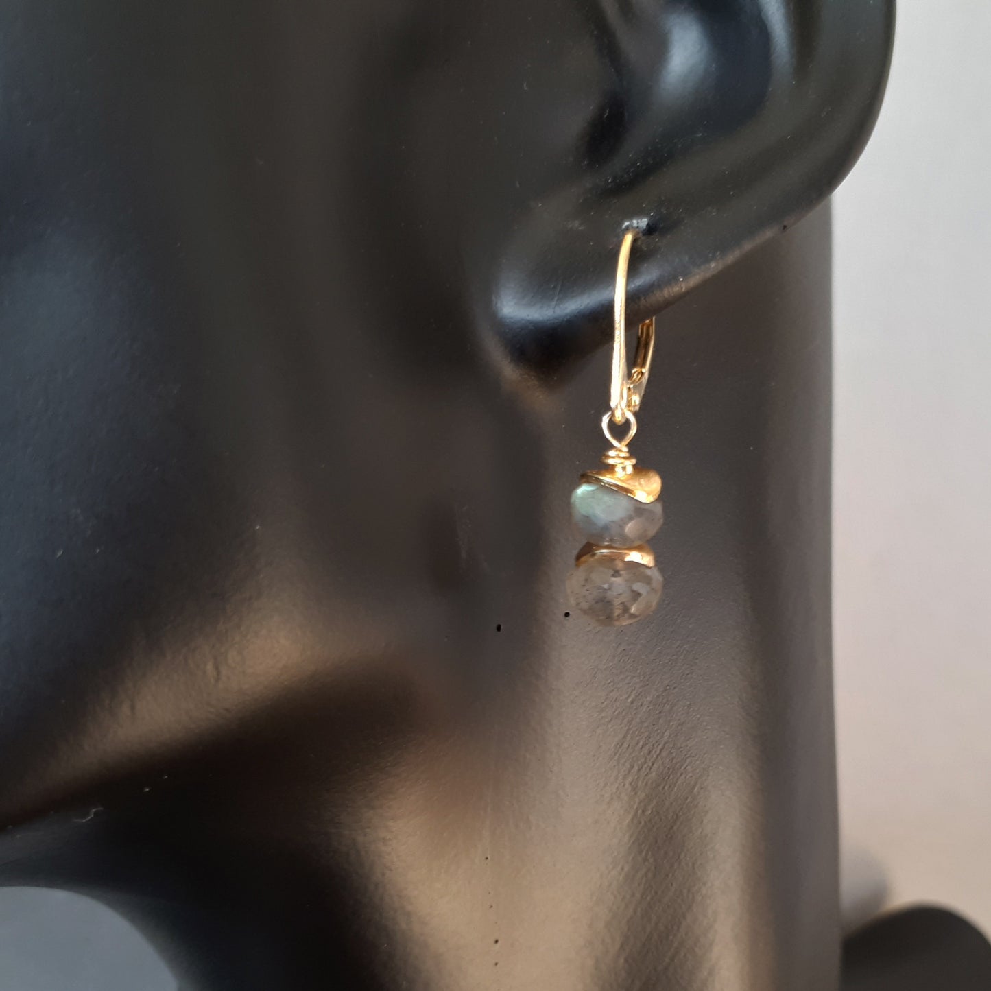 Labradorite dangle earrings in gold vermeil silver