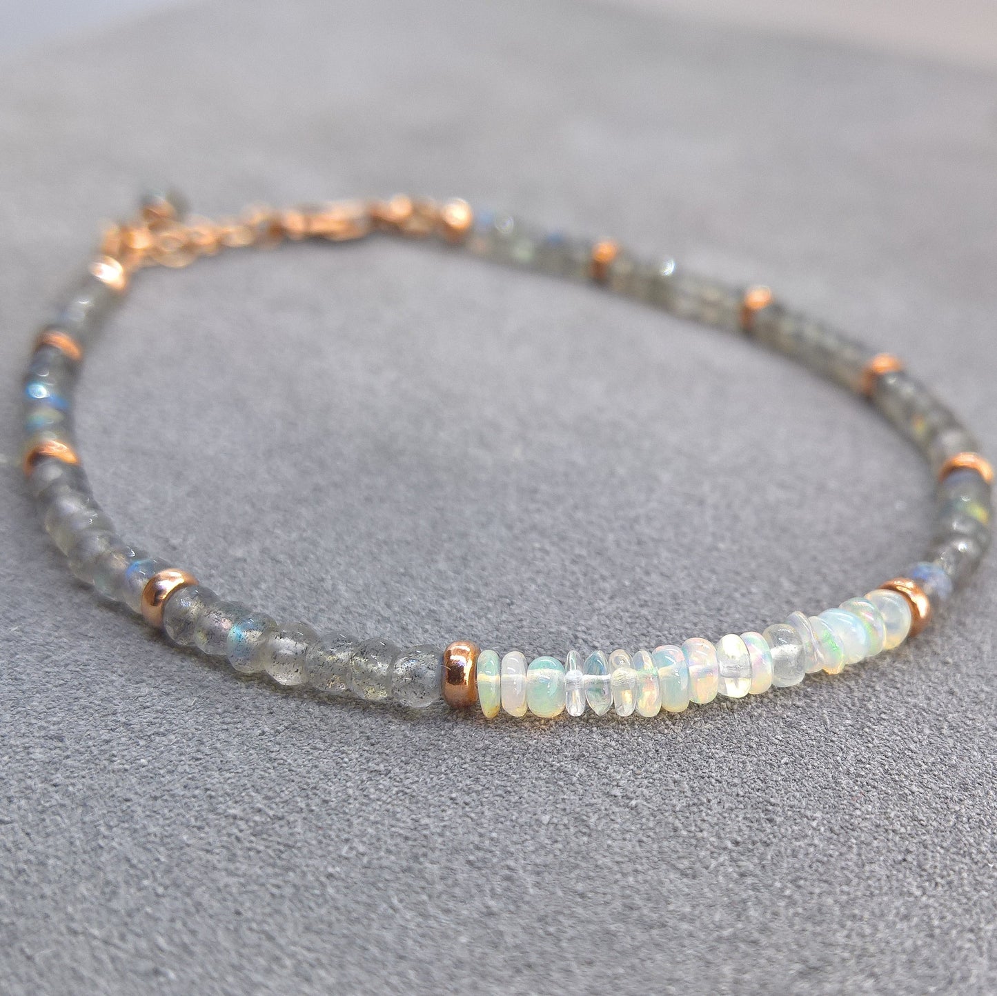 Labradorite and Opal skinny bracelet
