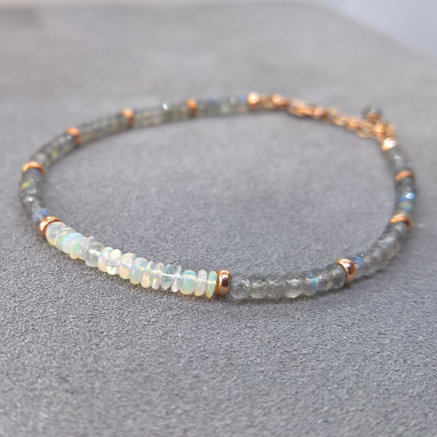 Labradorite and Opal skinny bracelet