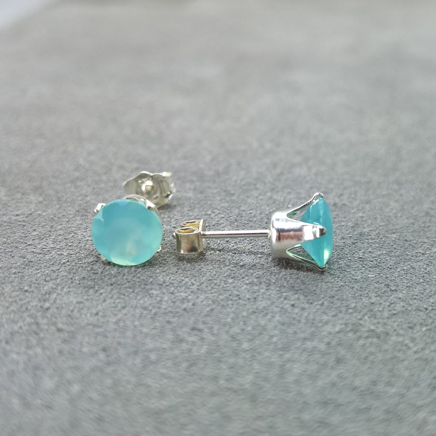 Chalcedony stud earrings in gold filled or sterling silver