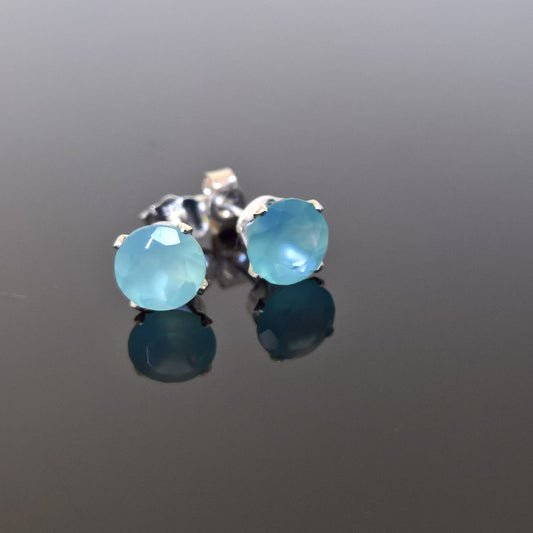 Chalcedony stud earrings in gold filled or sterling silver