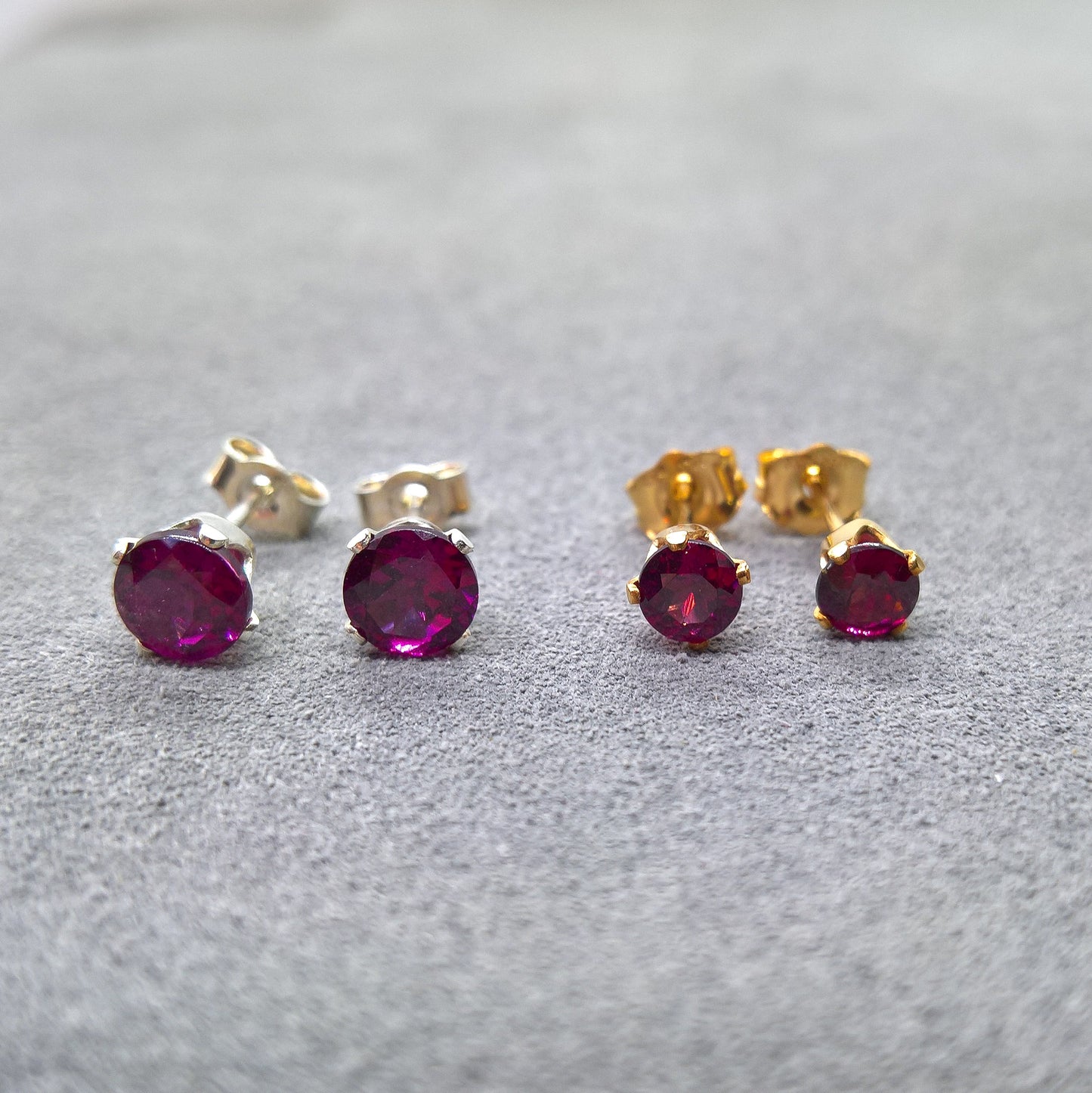 Rhodolite Garnet stud earrings in gold filled or sterling silver