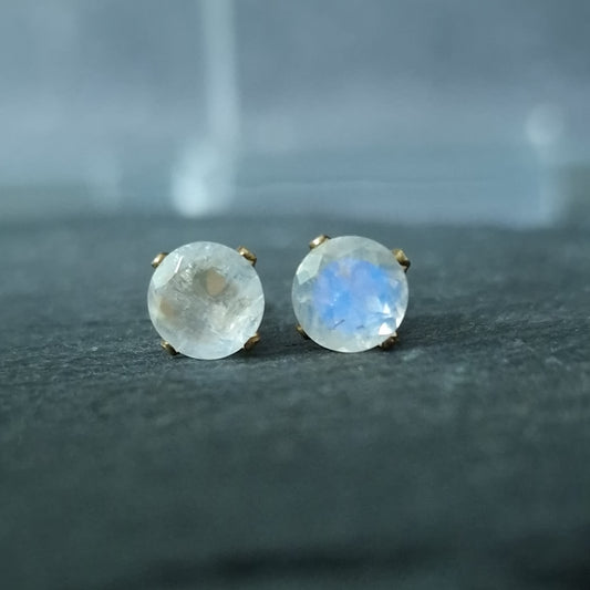 Moonstone stud earrings in gold filled or sterling silver