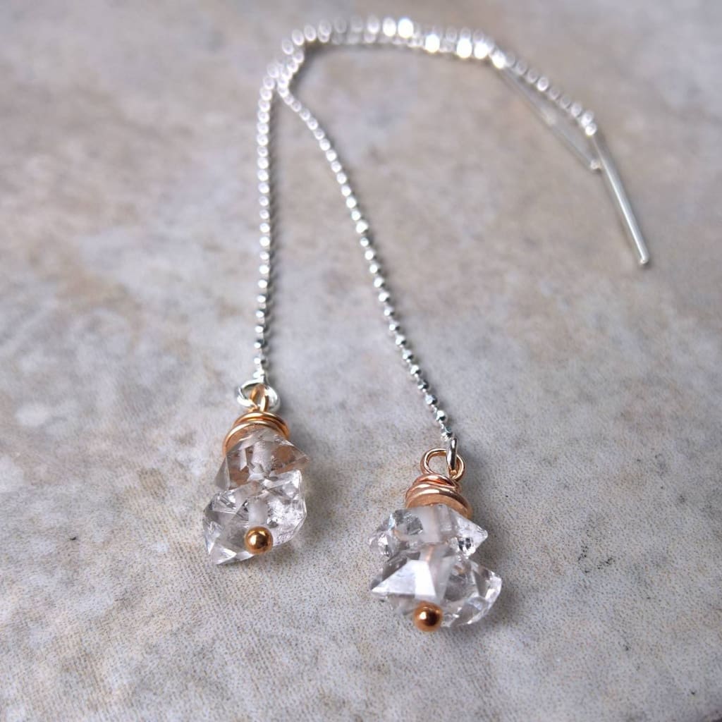 Herkimer diamond sterling silver threader earrings
