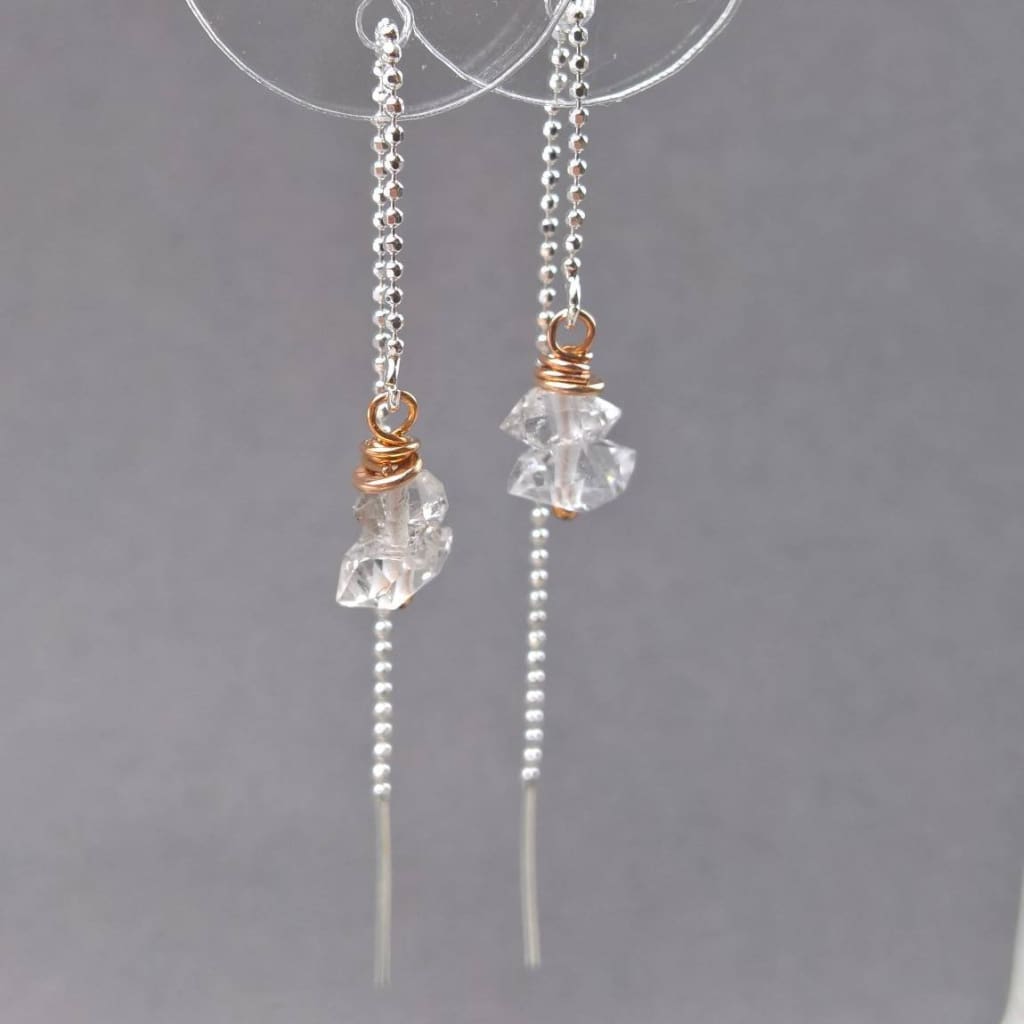 Herkimer diamond sterling silver threader earrings