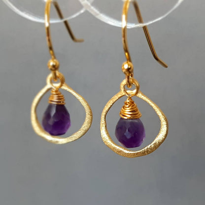 Amethyst gold vermeil silver drop earrings
