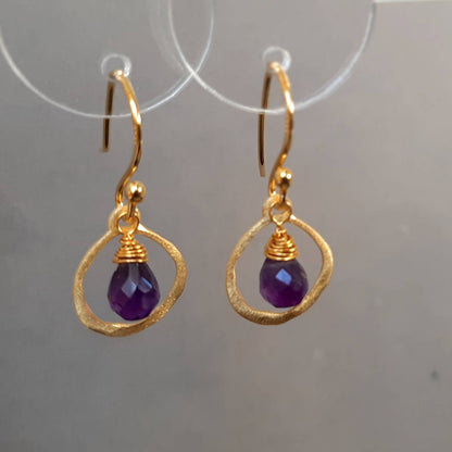 Amethyst gold vermeil silver drop earrings