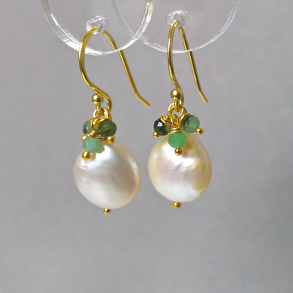 Pearl and Emerald drop earrings