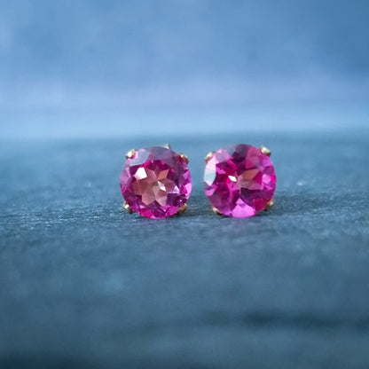 Pink Topaz stud earrings 14k gold filled or sterling silver, Scorpio gift, Zodiac birthstone earrings studs, November birthstone earrings
