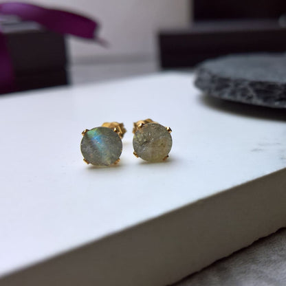 Labradorite stud earrings in 14k gold fill